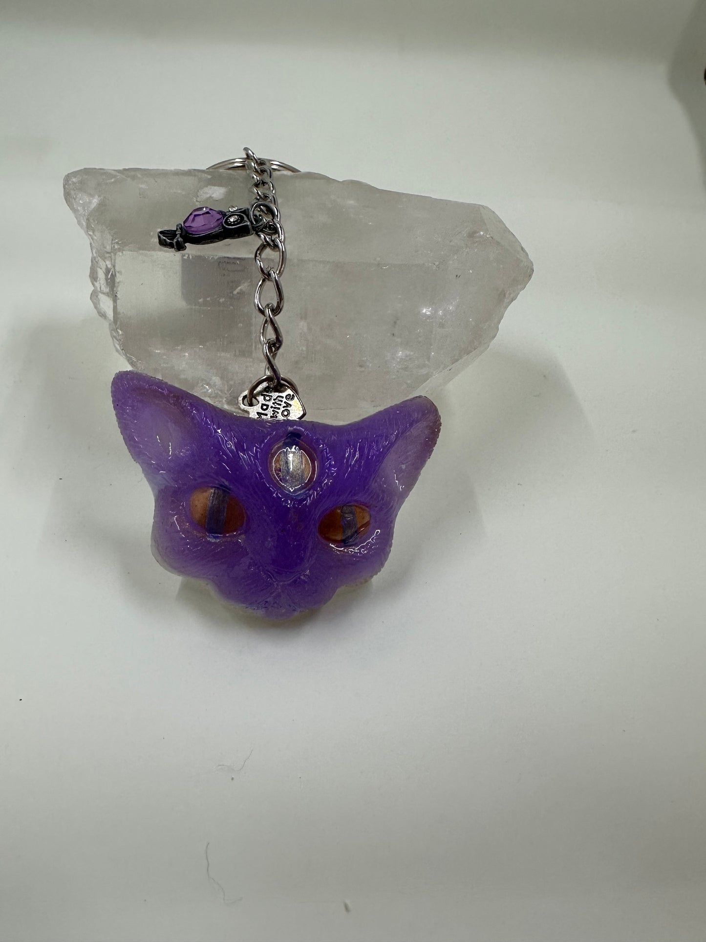 Resin Kitty Head Keychain