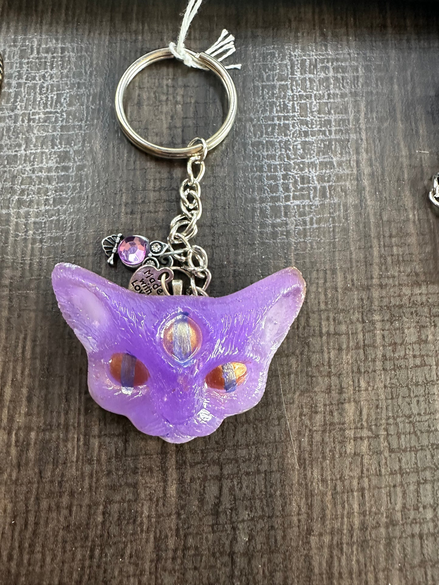 Resin Kitty Head Keychain