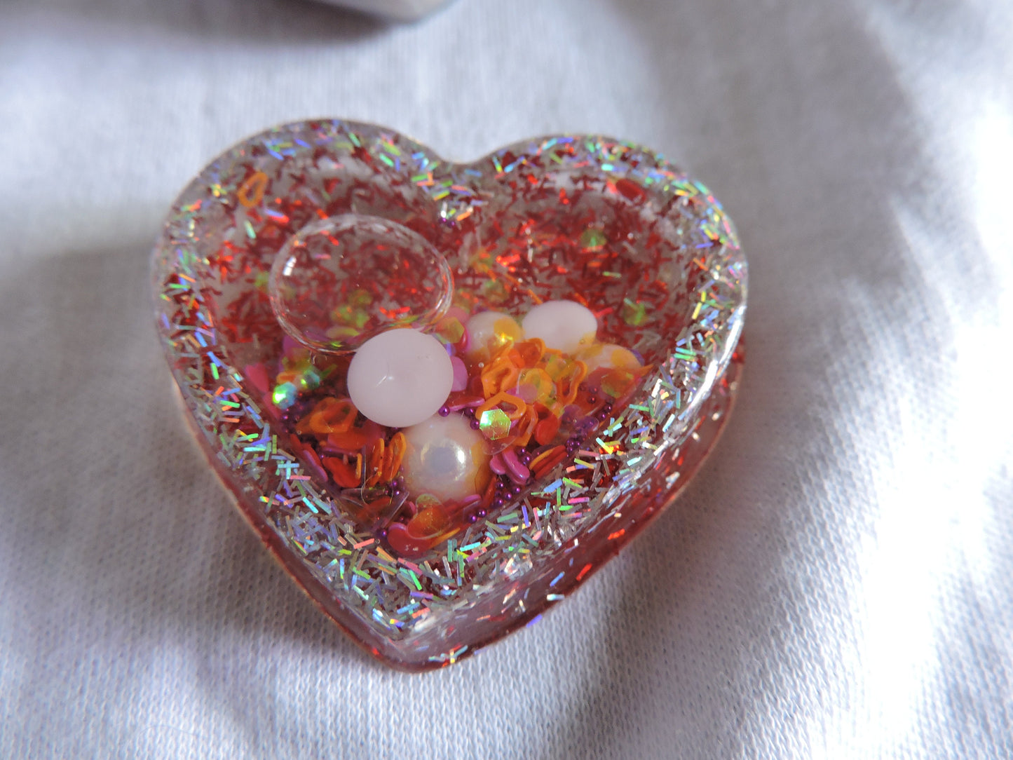 Resin Heart Shaker Keychain