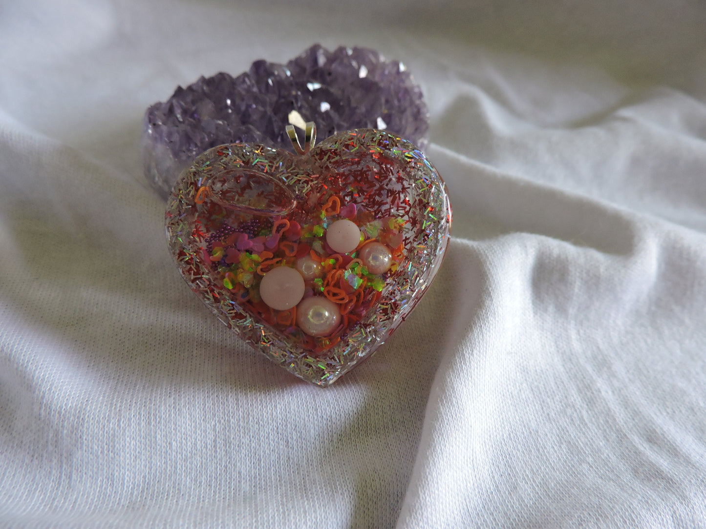 Resin Heart Shaker Keychain