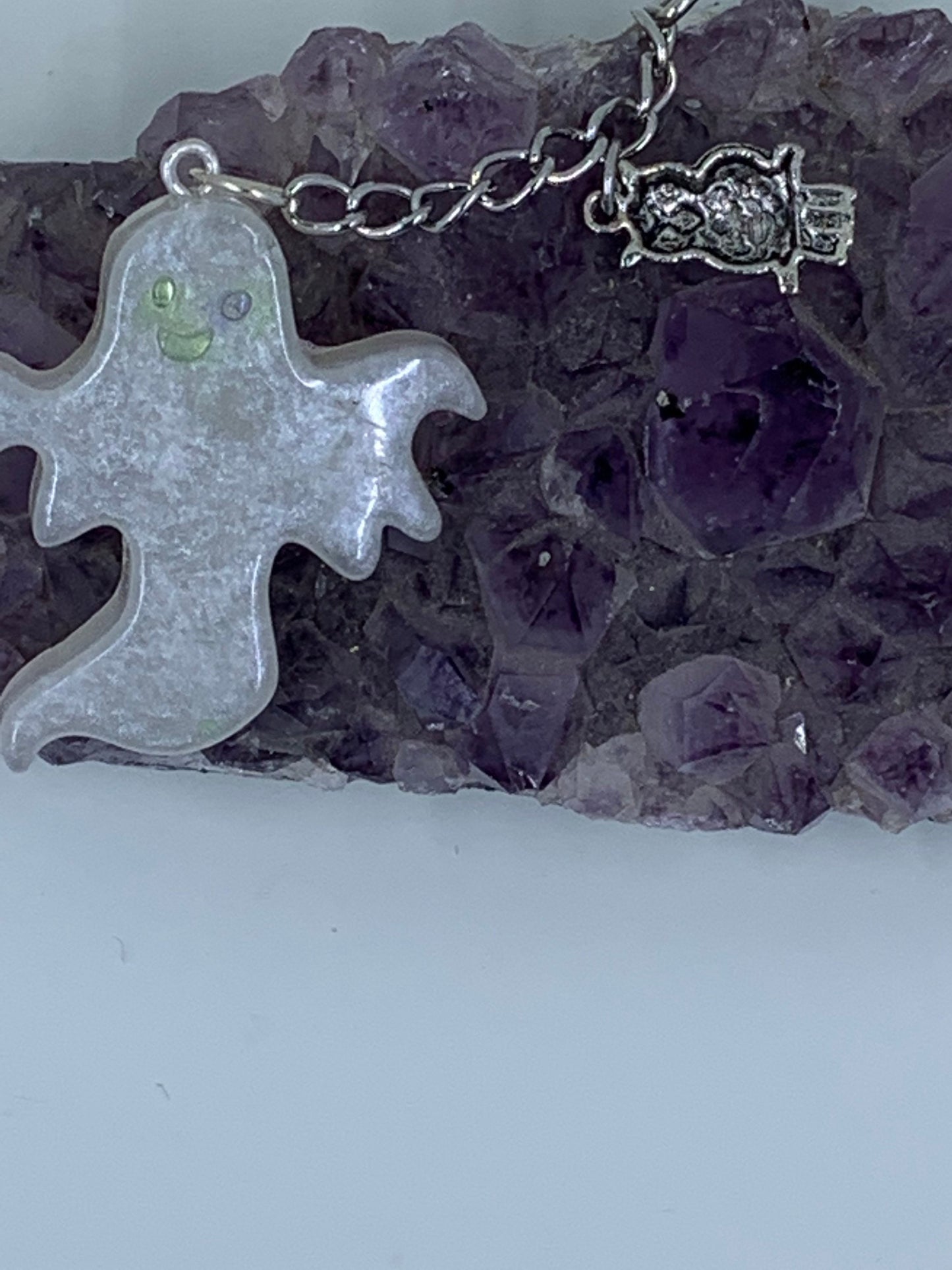 Resin Ghost and cauldron keychains