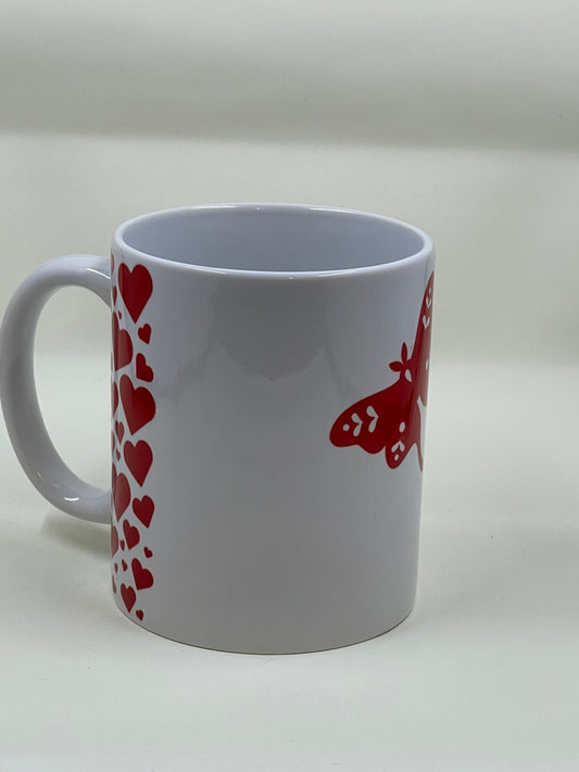 Heart and moth coffee mug